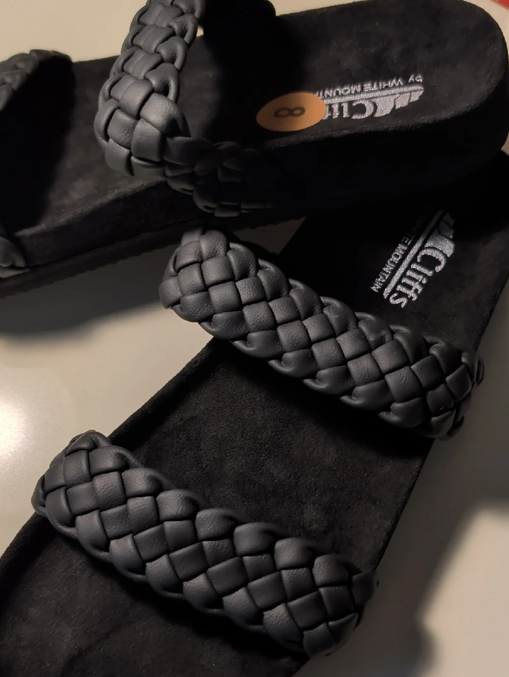 Cliffs Woman Braided Double-Strap Slide Sandals in Black Size 8 - Picture 7 of 8
